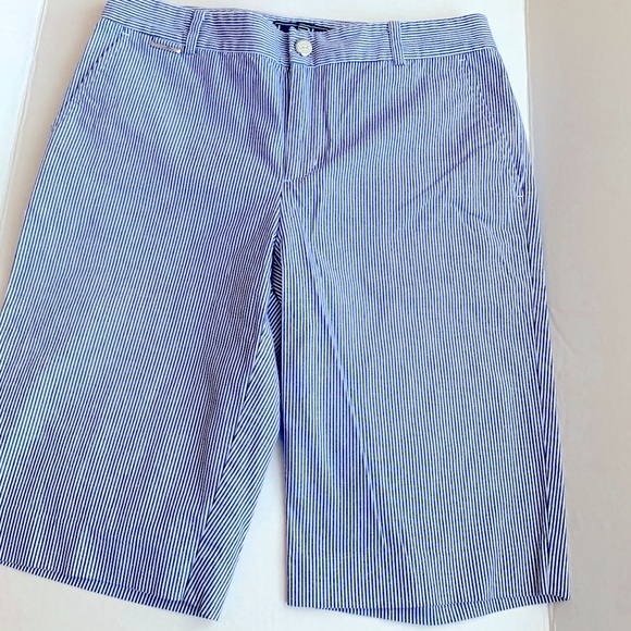 L-RL Lauren Active Blue Pinstripe Bermuda Shorts 4